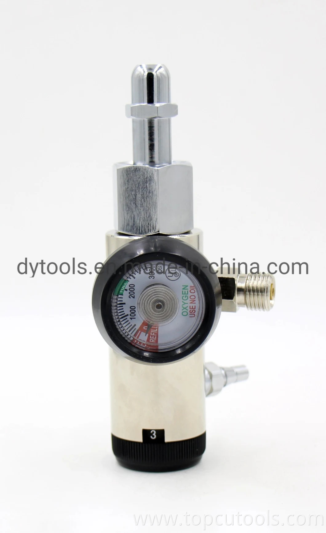 Full Brass Cga540 Click Medical Oxygen Regulator with T Handle